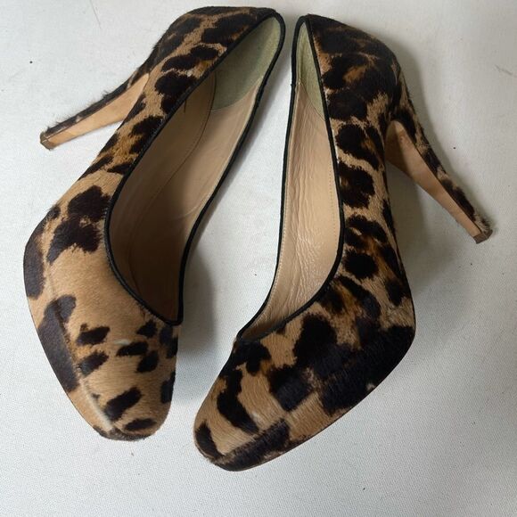 JCrew collection leopard print calf hair heels SZ8 - Picture 8 of 12